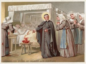 Saint Vincent de Paul conduisant les Filles de la Charité pour aider à un hôpital - European School